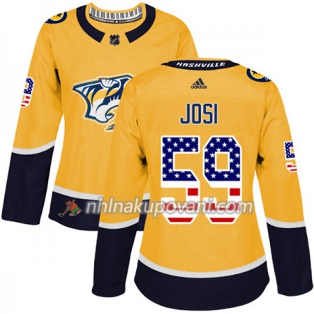 Nashville Predators Dresy Roman Josi 59 2017-2018 USA Flag Fashion Zlatá Adidas Authentic - Dámské
